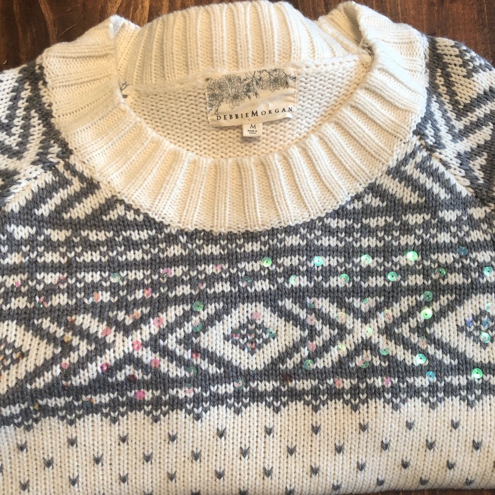 Debbie Morgan Anthropology cream & gray sweater